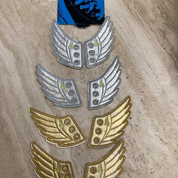 Shwings Accessories - Set Four Shwings Lace On Silver and Gold Fabric Wings One Size Shoe Decoration